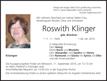 Anzeige von Roswith Klinger von MGO