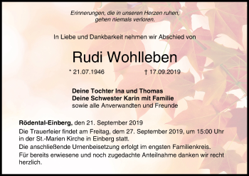 Anzeige von Rudi Wohlleben von MGO