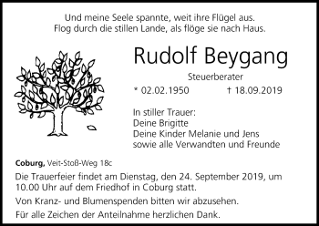 Anzeige von Rudolf Beygang von MGO