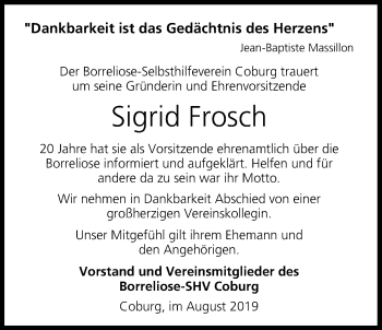 Anzeige von Sigrid Frosch von MGO
