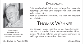 Anzeige von Thomas Wehner von MGO