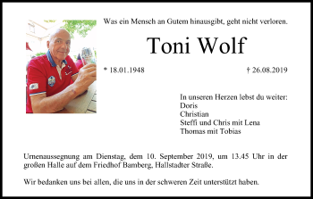 Anzeige von Toni Wolf von MGO