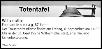 Anzeige von Totentafel vom 04.09.2019 von MGO