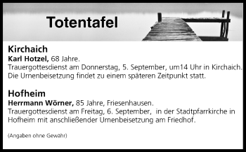 Anzeige von Totentafel vom 04.09.2019 von MGO