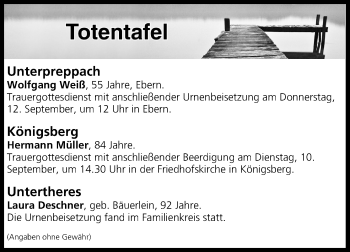 Anzeige von Totentafel vom 10.09.2019 von MGO
