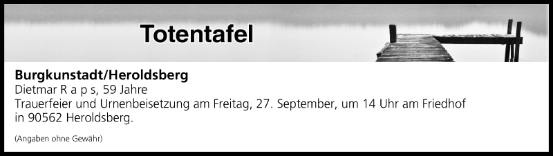 Traueranzeige für Totentafel vom 13.09.2019 vom 13.09.2019 aus MGO