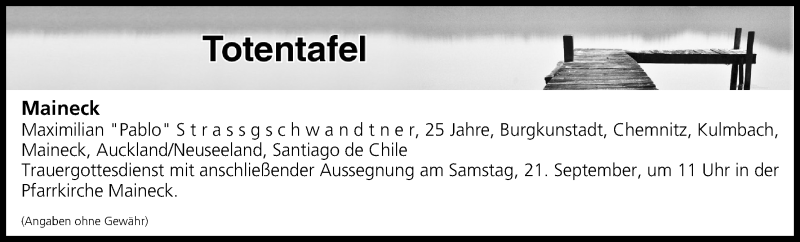 Traueranzeige für Totentafel vom 20.09.2019 vom 20.09.2019 aus MGO