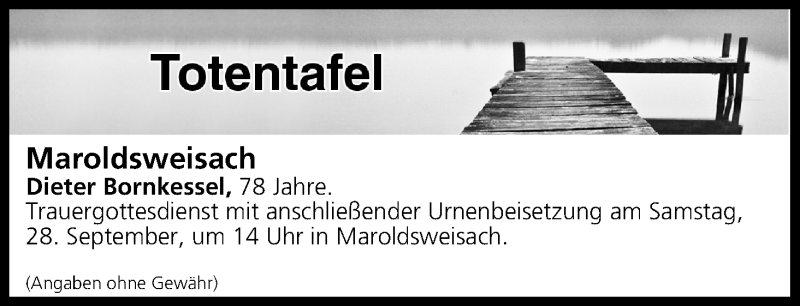  Traueranzeige für Totentafel vom 27.09.2019 vom 27.09.2019 aus MGO