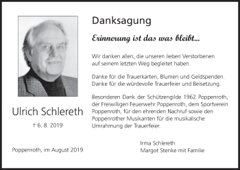 Anzeige von Ulrich Schlereth von MGO