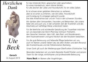 Anzeige von Ute Beck von MGO