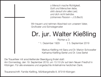 Anzeige von Walter Kießling von MGO