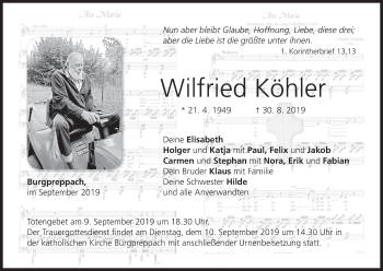 Anzeige von Wilfried Köhler von MGO