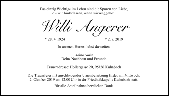 Anzeige von Willi Angerer von MGO