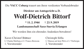 Anzeige von Wolf-Dietrich Bittorf von MGO