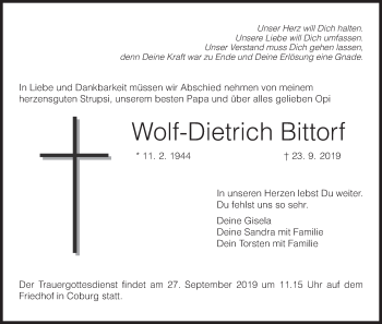 Anzeige von Wolf-Dietrich Bittorf von MGO
