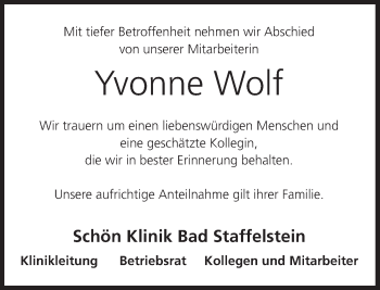 Anzeige von Yvonne Wolf von MGO