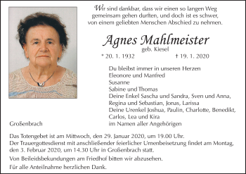 Anzeige von Agnes Mahlmeister von MGO