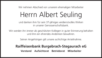 Anzeige von Albert Seuling von MGO