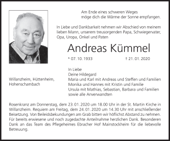 Anzeige von Andreas Kümmel von MGO