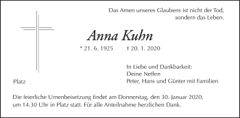 Anzeige von Anna Kuhn von MGO
