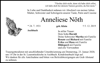 Anzeige von Anneliese Nöth von MGO