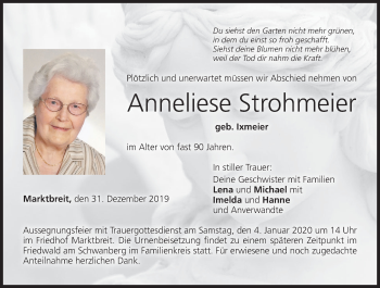 Anzeige von Anneliese Strohmeier von MGO