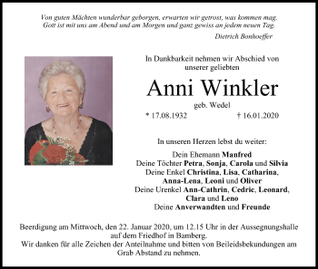 Anzeige von Anni Winkler von MGO
