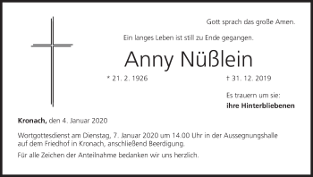 Anzeige von Anny Nüßlein von MGO