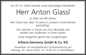 Anzeige von Anton Glassl von MGO