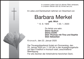 Anzeige von Barbara Merkel von MGO