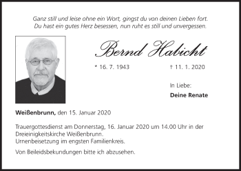 Anzeige von Bernd Habicht von MGO