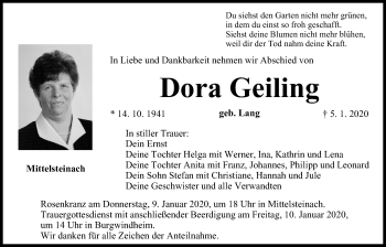 Anzeige von Dora Geiling von MGO