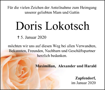 Anzeige von Doris Lokotsch von MGO