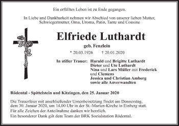 Anzeige von Elfriede Luthardt von MGO