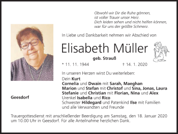 Anzeige von Elisabeth Müller von MGO
