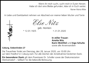 Anzeige von Else Nitz von MGO