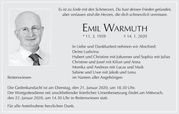 Anzeige von Emil Warmuth von MGO