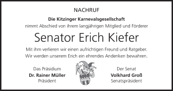 Anzeige von Erich Kiefer von MGO