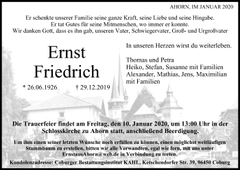 Anzeige von Ernst Friedrich von MGO