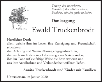 Anzeige von Ewald Truckenbrodt von MGO
