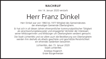 Anzeige von Franz Dinkel von MGO