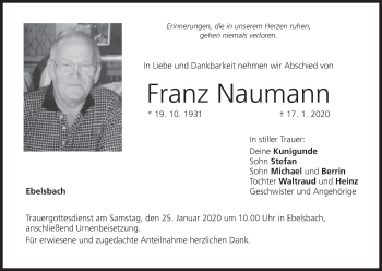 Anzeige von Franz Naumann von MGO