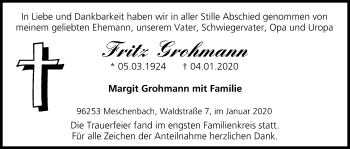 Anzeige von Fritz Grohmann von MGO