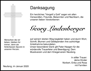Anzeige von Georg Lindenberger von MGO