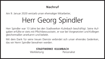 Anzeige von Georg Spindler von MGO