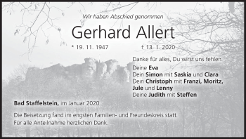 Anzeige von Gerhard Allert von MGO
