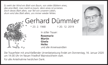 Anzeige von Gerhard Dümmler von MGO