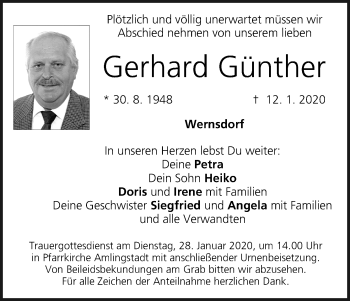Anzeige von Gerhard Günther von MGO