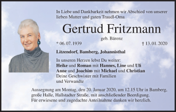 Anzeige von Gertrud Fritzmann von MGO