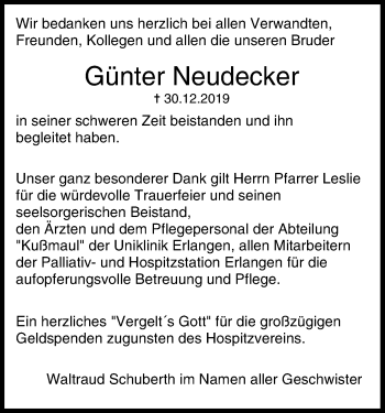 Anzeige von Günter Neudecker von MGO